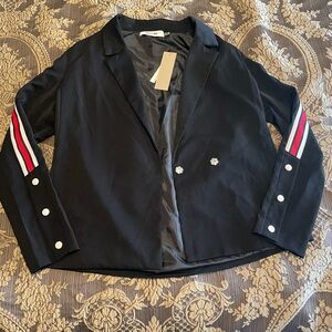 DO + BE Boyfriend Blazer Red and White Size M Great Condition Pre-Owned!